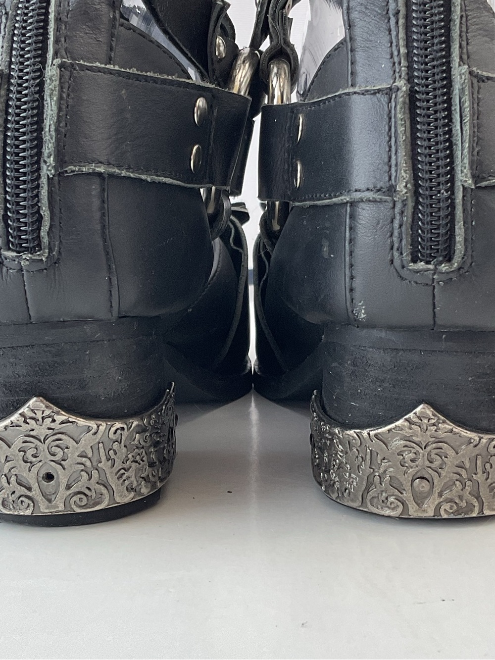 Extremely Rare Jeffrey Campbell Temeku Black/Silver Leather Boots Women’s Size 8 - Picture 6 of 16